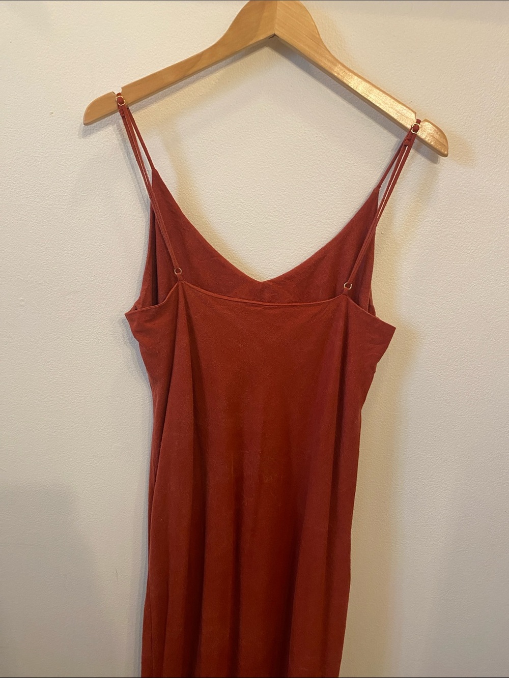Rust Red Slip Dress with Double Slim Straps - Picture 2 of 5